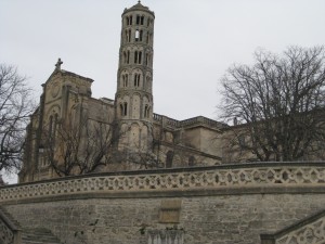 Cathedral tower in Uzes, Languedoc Rousillon, France