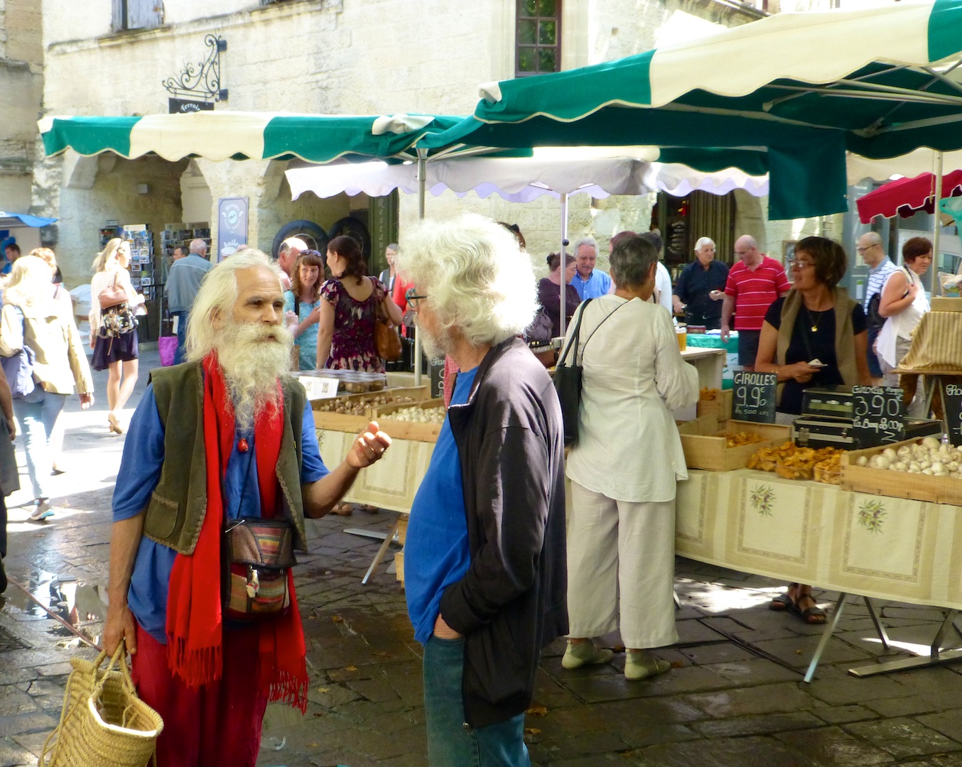 Speaking French at Wednesday Market in Uzes