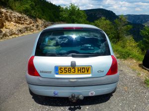 Renault Clio driving through France