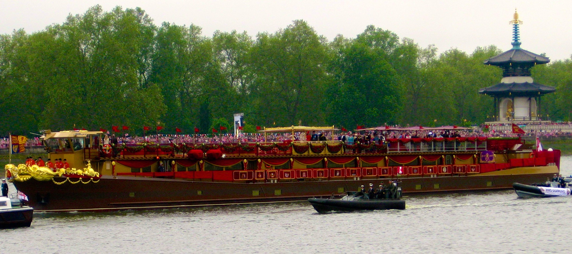 The Royal Barge at Queen Elizabeth's Diamond Jubilee, River Thames, London, England