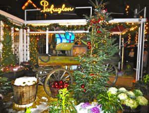 Christmas market stall in Tivoli Gardens, Copenhagen, Denmark