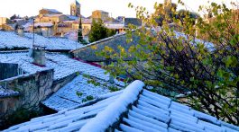 Lourmarin roof tops covered in snow December