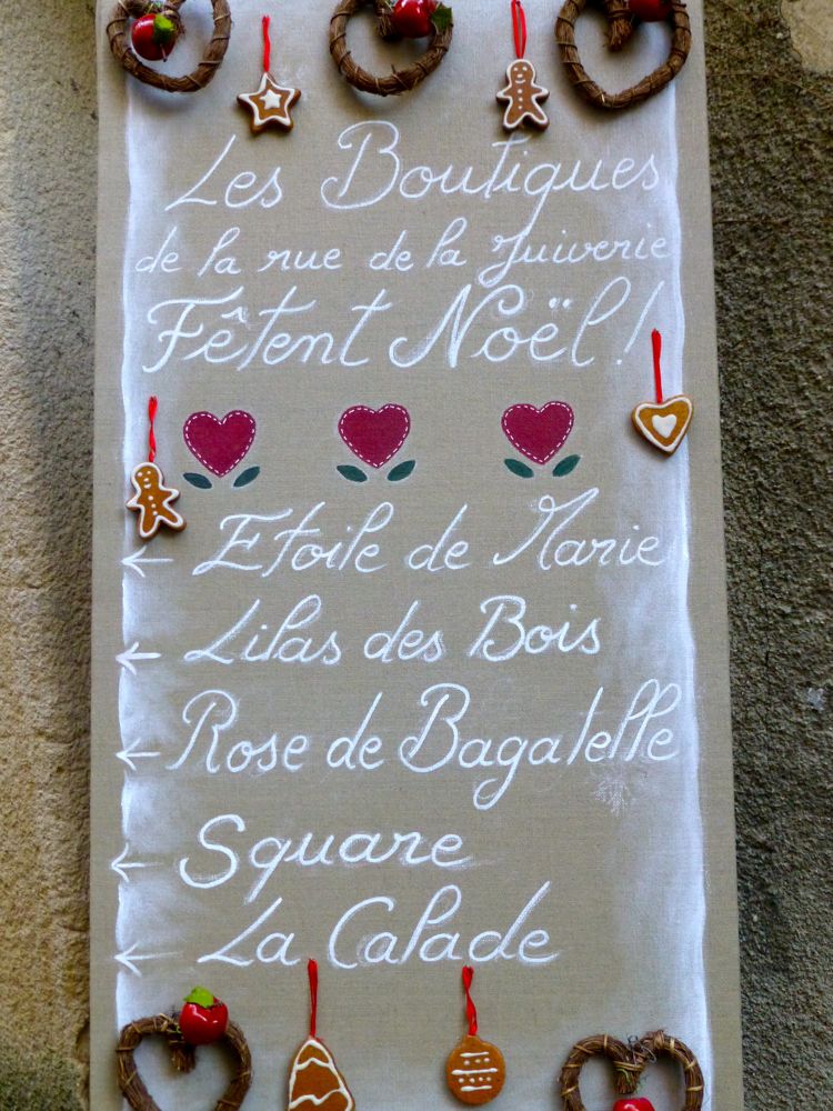 French Christmas banner in Lourmarin, Provence, France