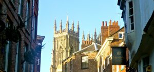 York Minster from the nearby streets in York, England
