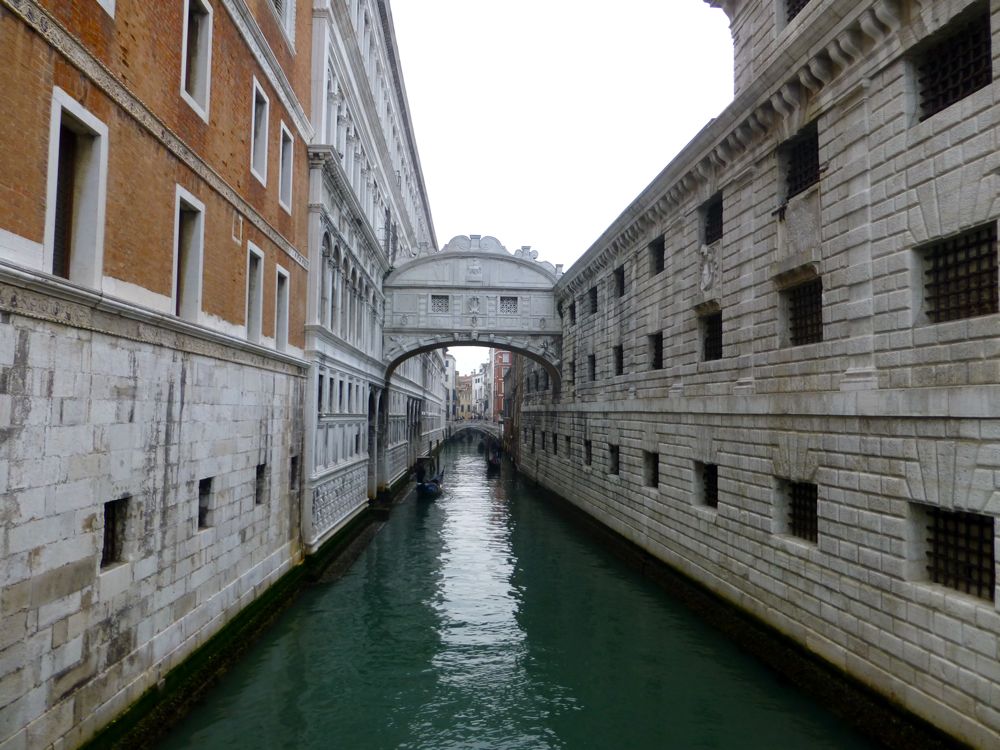 Venice's Bridge of Sighs, named for the condemned prsioners who sighed when crossing the bridge on route to their execution