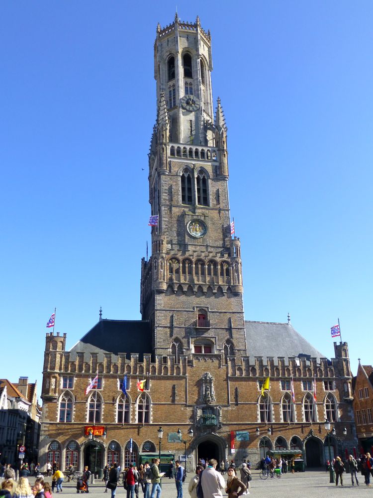 Bottertoren Tower, Belfry of Bruges in the central market, Belgium