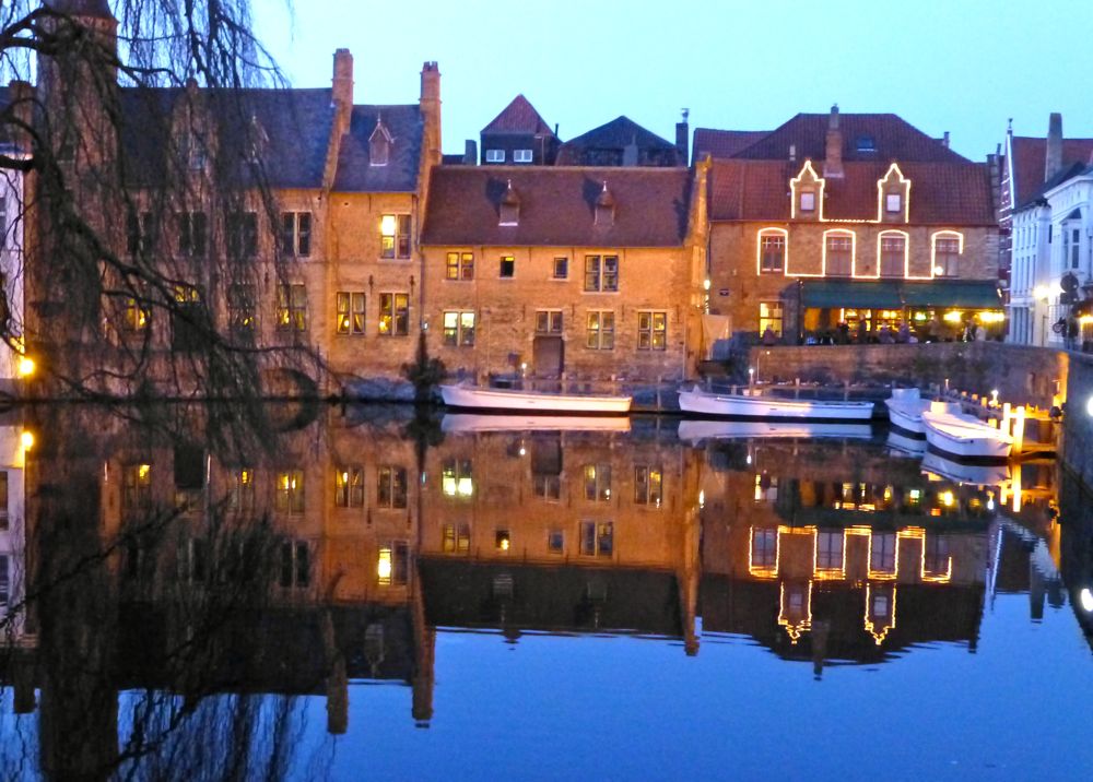 Reflections, in the canal, Brugges, Belgium