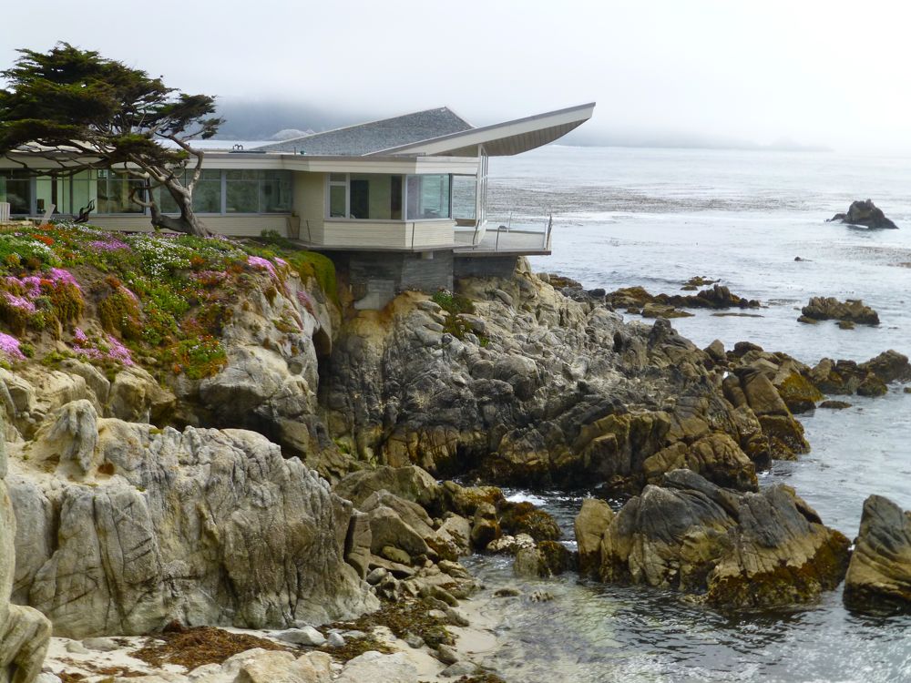 1960's coastal architecture, in the coastal fog, Carmel, California, USA