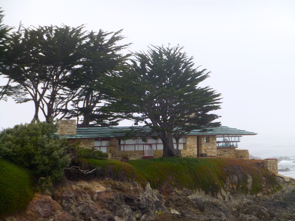 1960's Carmel coastal property, slightly shrouded in coastal fog