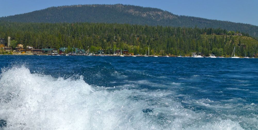 Lake Tahoe, California on a speed boat