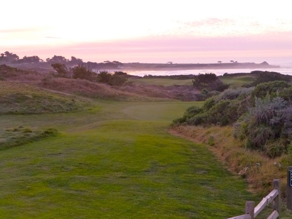 At sunset Spanish Bay, 17 Mile Drie, near Carmel, California, USA