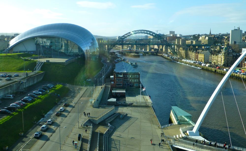 Newcastle view of the Sage Theatre and Tyne Bridge