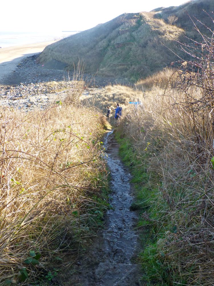 The path down to Sandsend beach, Whitby, North Yorkshire, UK