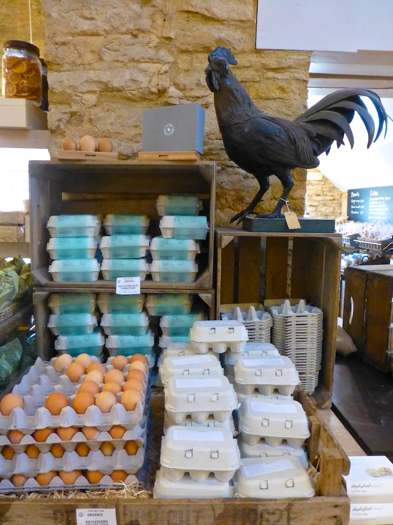Free range eggs for sale at Daylesford Barns in the Cotswolds