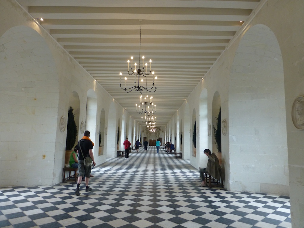 Long hall at Chateau de Chenonceau, used as a hospital during Wold War 1