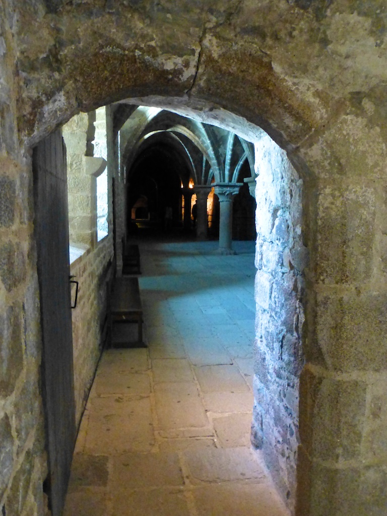 Exploring inside the Abbey, Mont Saint Michel, France