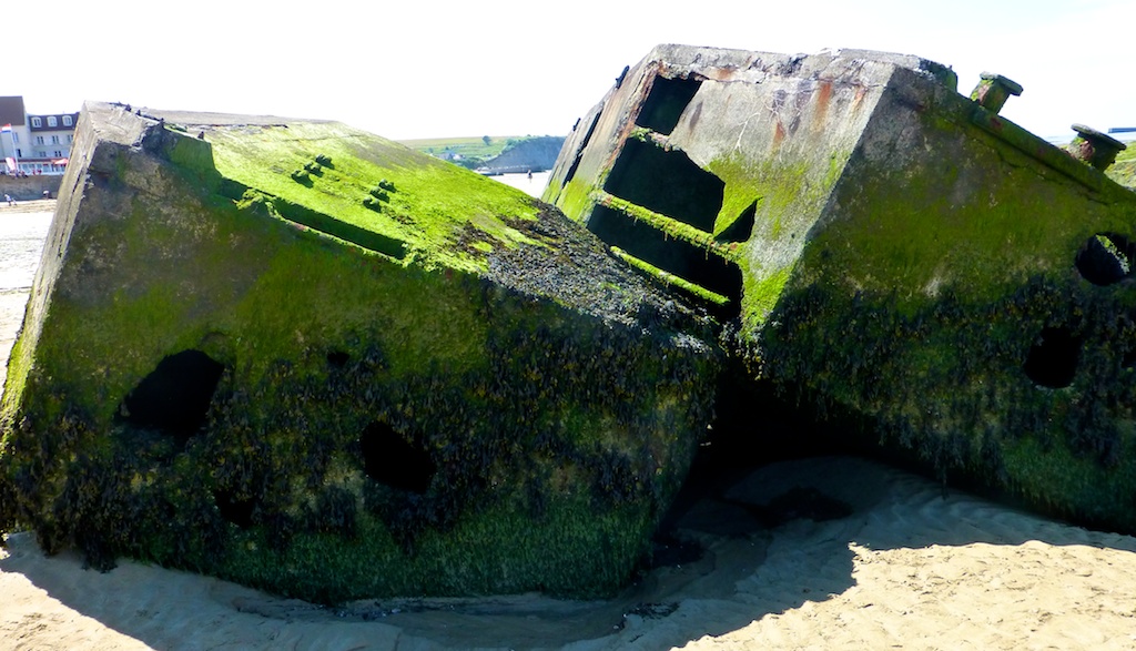 Ruins of World War II Mulberry Harbour aPort Winston, Arromanches, Normandy
