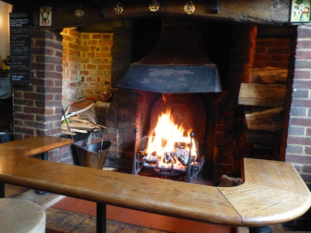 Lunch by the fireside in The Frog Pub, Skirmett, England