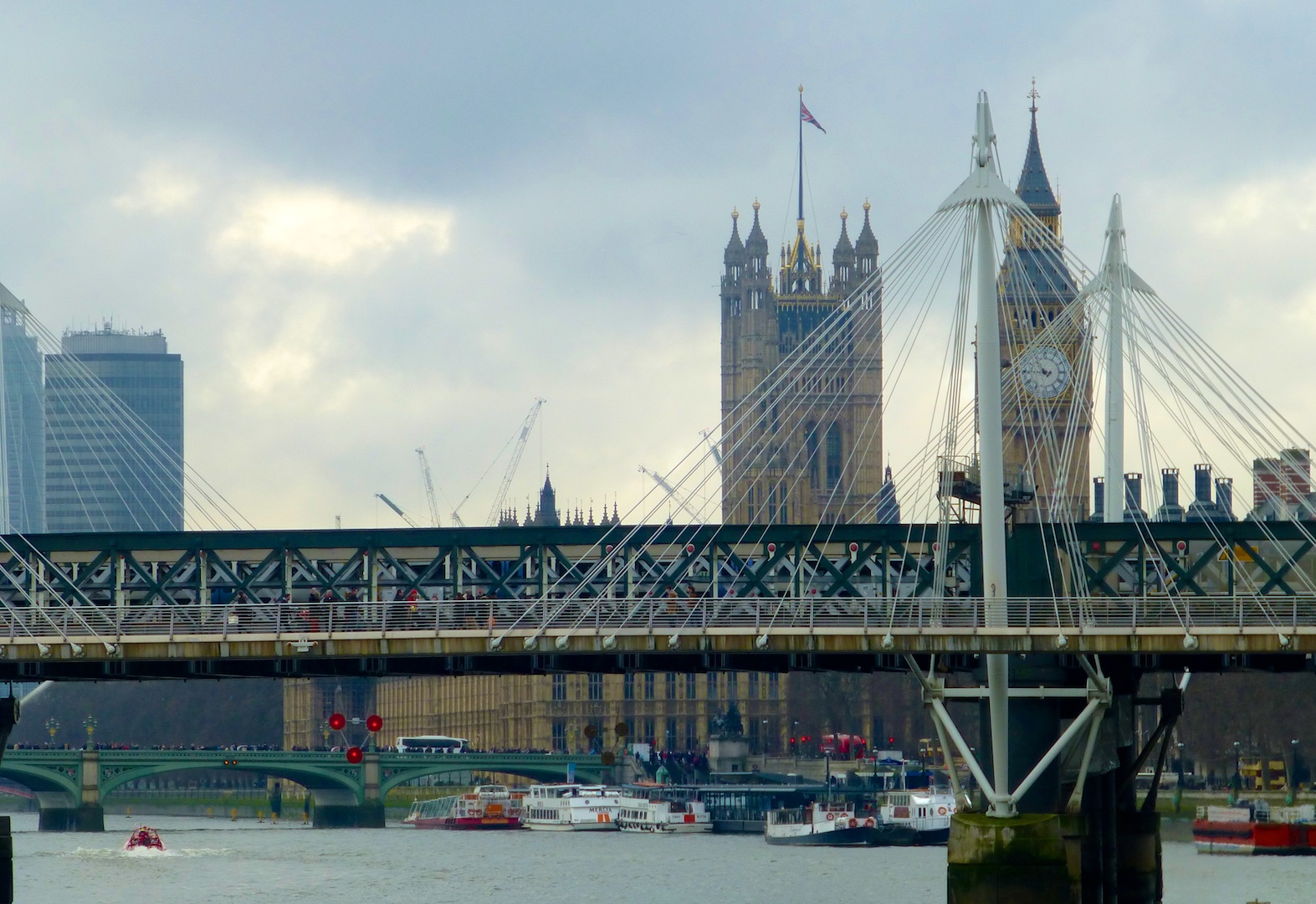 A view of Westminster from the Embankment, London, England