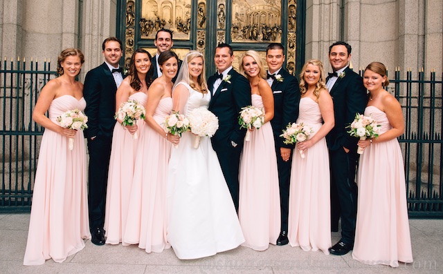 Bridal Party outside Grace Cathedral, San Francisco