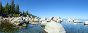 The shore line of East Shore Lake Tahoe, California