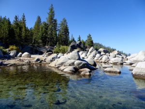 The shore of East Shore Lake Tahoe, California