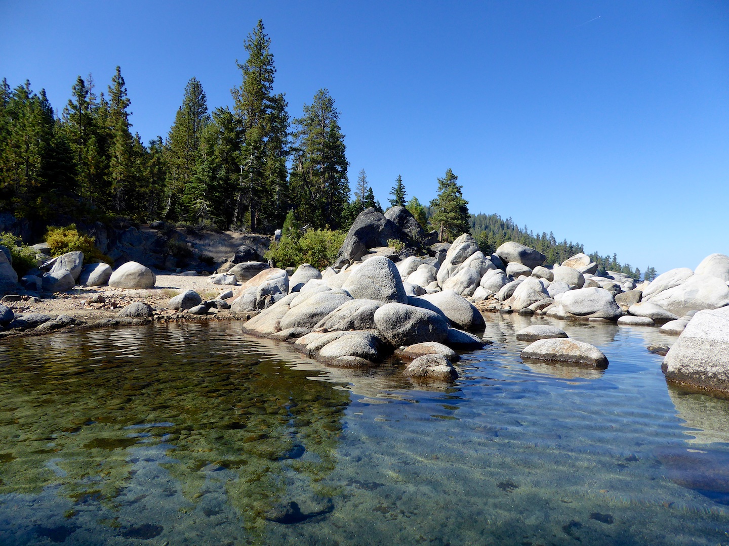 The shore of East Shore Lake Tahoe, California