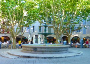 Fountain in Place-aux-Herbes, Uzes, Languedoc Roussillon, France