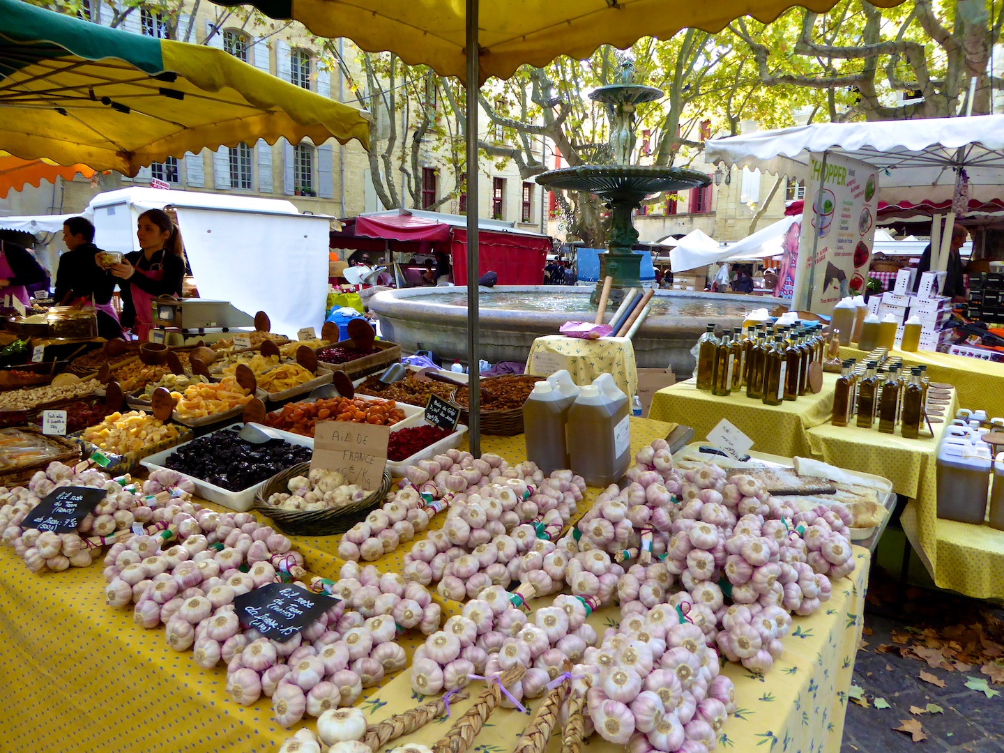 Uzes market, Saturdays and Wednesdays in Uzes, Languedoc Roussillon, France