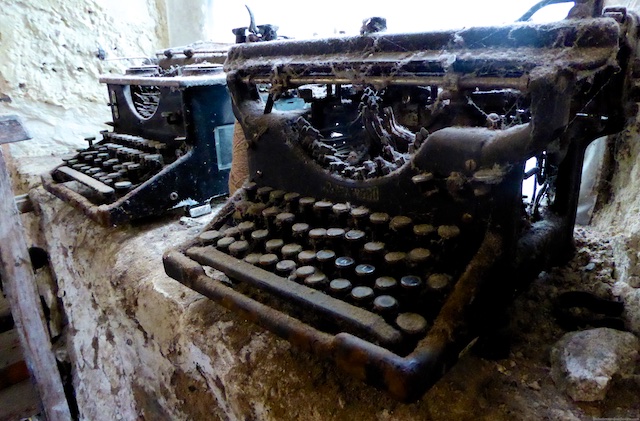 Disused typewriters at the Islay Woollen Mill, Islay, Scotland