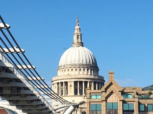 St Paul's Cathedral, London, from under the Millennium Bridge