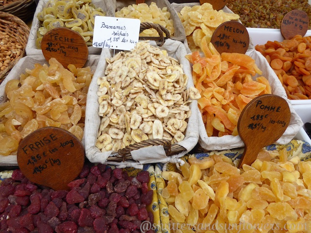 dried fruit at Gordes Tuesday market