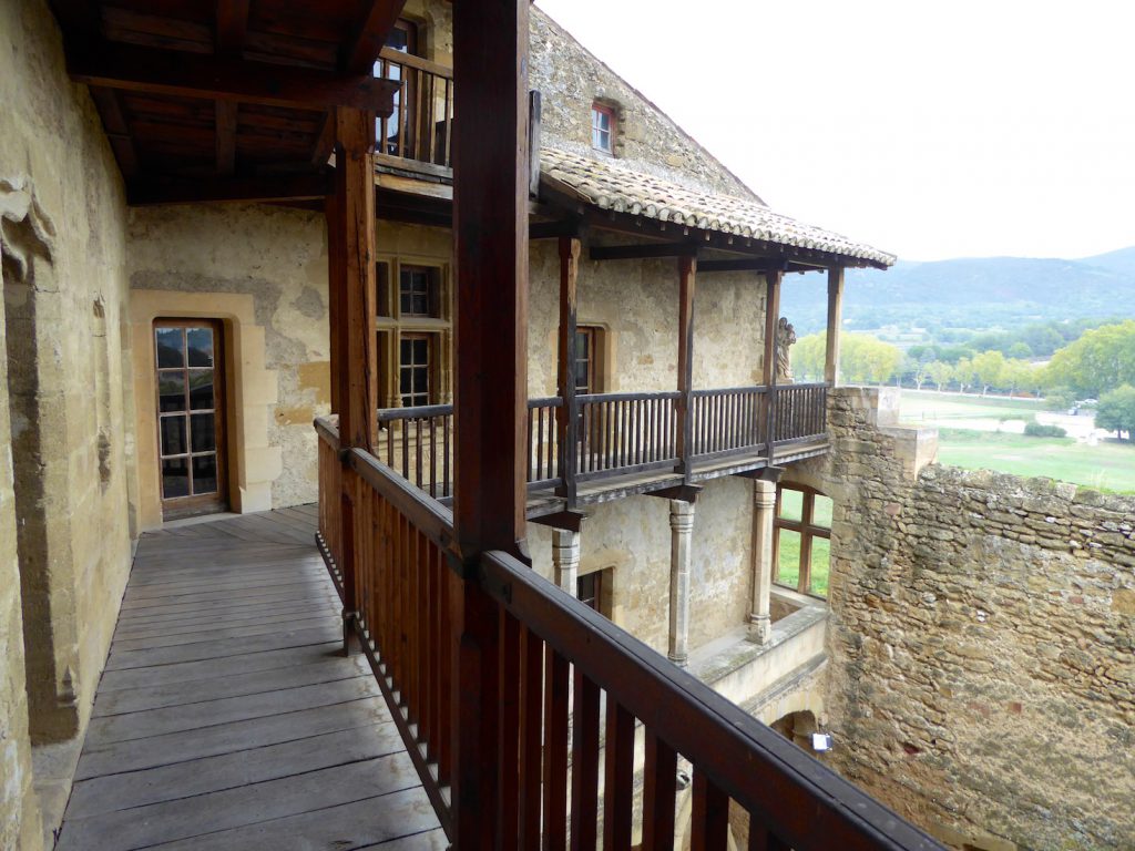 Outside gallery in Lourmarin chateau, Lourmarin, Luberon, Provence, France