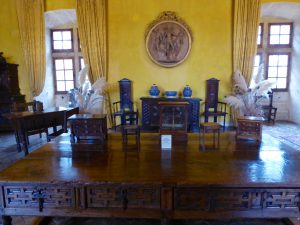 The Lourmarin Château reception room with some of Laurent Vibert's antique collection