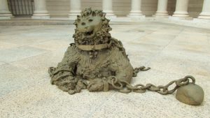 Sarah Herzog's sculpture inspired by Urs Fischer in the Legion of Honor San Francisco, part of the Urs Fischer Exhibition 'The Public & the Private'