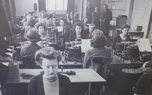 Women working on the code breaking efforts at Bletchley Park, England during World War II