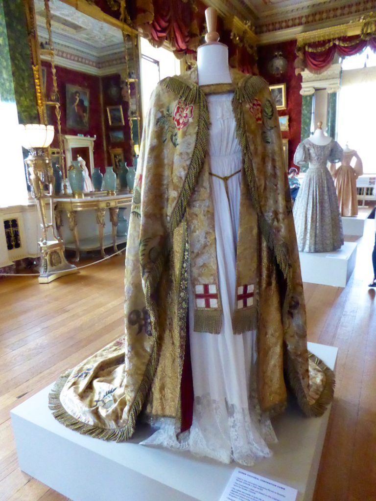 Queen Victoria's Coronation robes for the ITV production of 'Victoria', Harewood House, Yorkshire, England