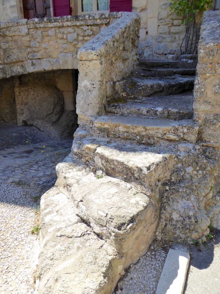 Stone steps in Grambois, Luberon, Vaulcuse, Provence, France