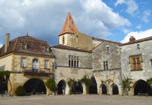 The square in Monpazier, Perigord, France