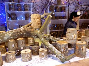 Christmas market candle stall in Aix en Provence, Bouche du Rhone, Provence, France