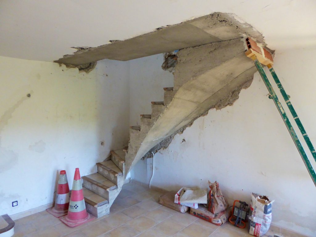 Staircase construction in a Lourmarin maison de village in Provence