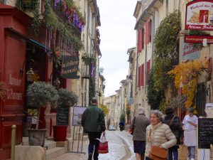 Rue du Grand Bourgade, Uzes at Christmas, Languedoc Roussillon, France
