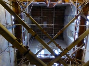 Salisbury cathedral medieval tower structure & scaffolding, Salisbury, Wiltshire, England