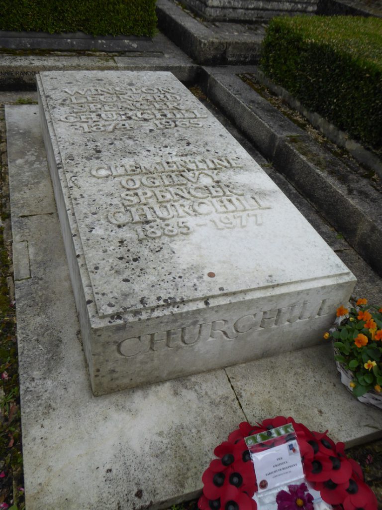 Grave of Winston Churchill at Bladon Church, Bladon, near Woodstock, England 
