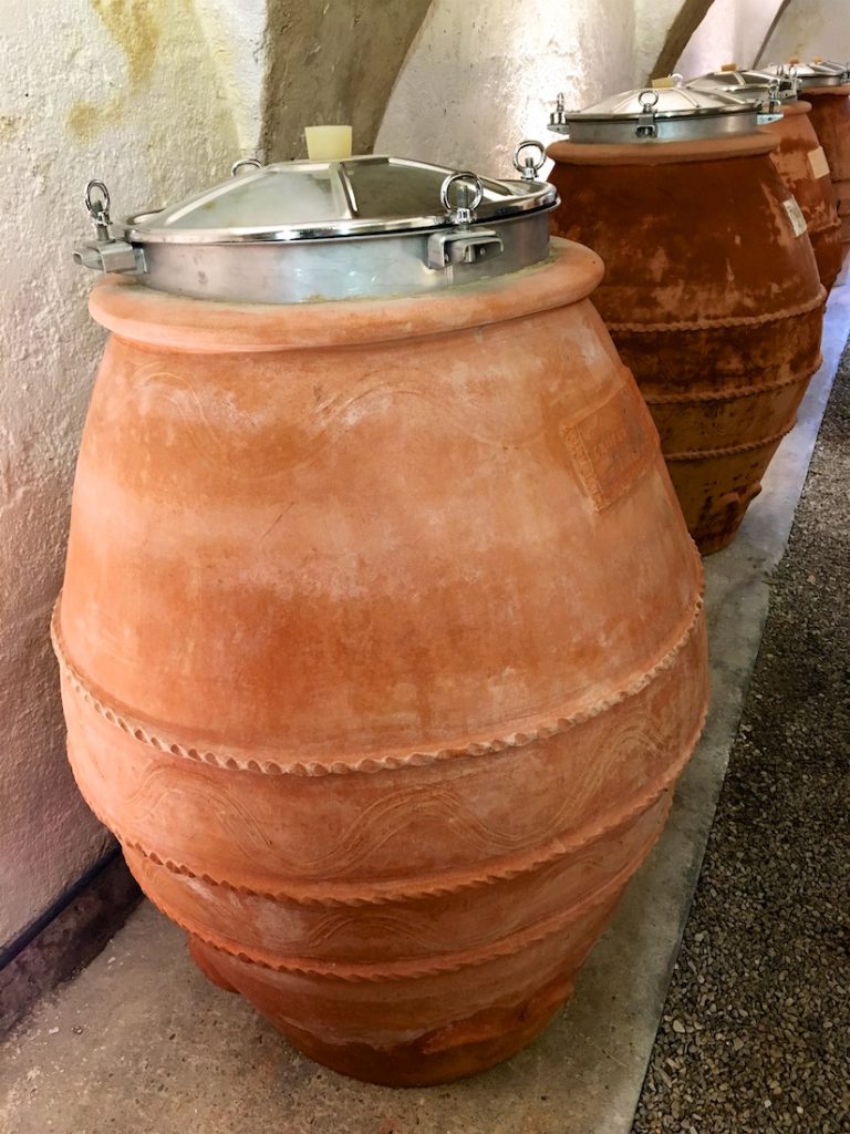 Teracota wine barrels at Château Constantin, Luberon, Vaucluse, Provence, France