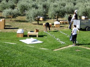 Wedding preparations at Chateau La Coste, Le Puy-Sainte-Réparade, Bouches-du-Rhône, Provence, France