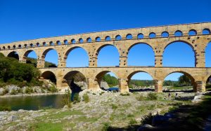 The Roman Aqueduct of Pont du Gard nearUzes Languedoc Roussillon France