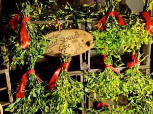 Mistletoe for sale at the Cologne Christmas market