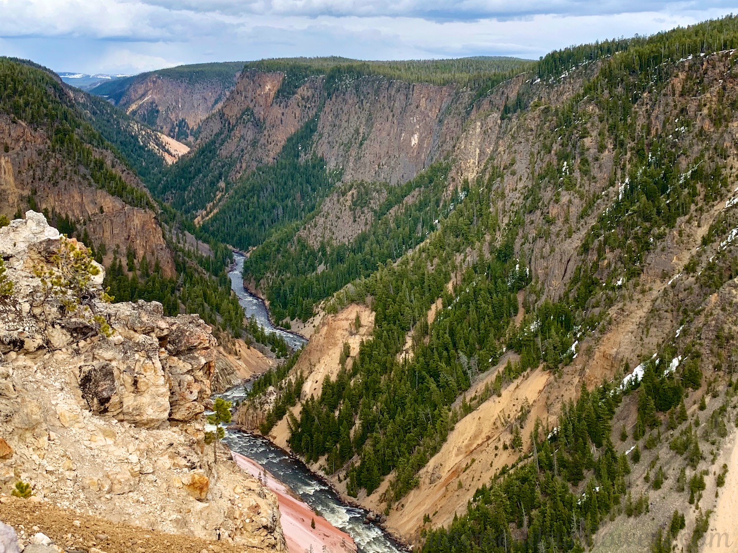 Grand Canyon of Yellowstone from Lower Falls at Yellowstone National Park, USA