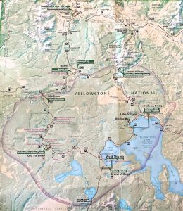 Map of the lower loop at Yellowstone National Park